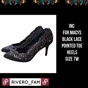 INC FOR MACYS | BLACK LACE | POINTED TOE HEELS | SIZE 7W